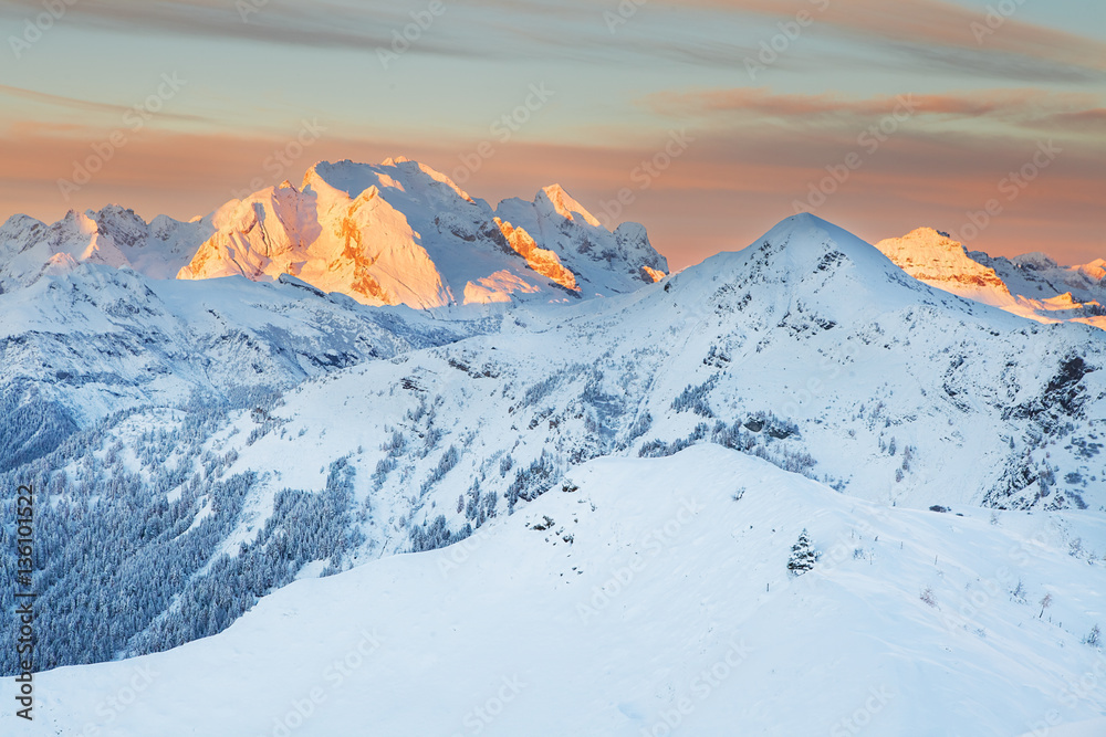 Fototapeta premium Dolomities, Dolomiti - Italy in wintertime