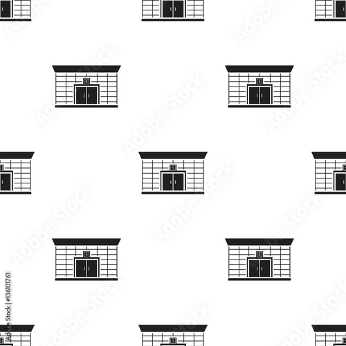 Bank icon in black style isolated on white background. Building pattern stock vector illustration.