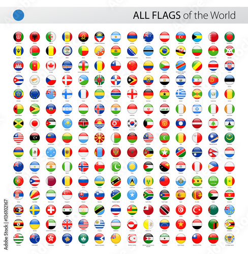 All World Round Glossy Vector Flags - Collection