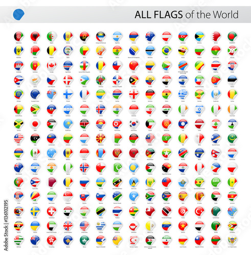 All World Round Corner Vector Flags - Collection
