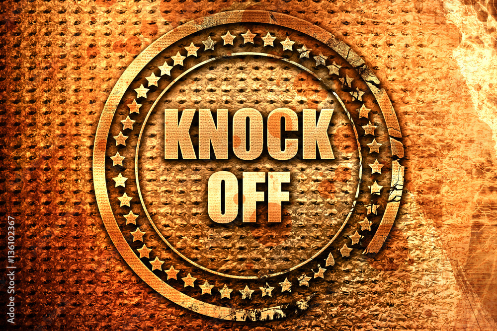 knock off, 3D rendering, text on metal knock off, 3D rendering, text on metal