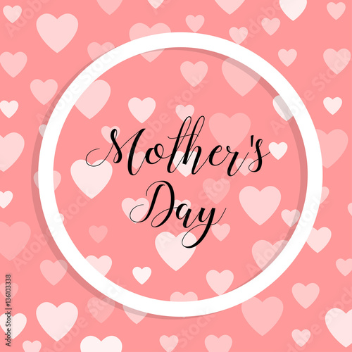 Card Mother s Day, with a background of hearts.