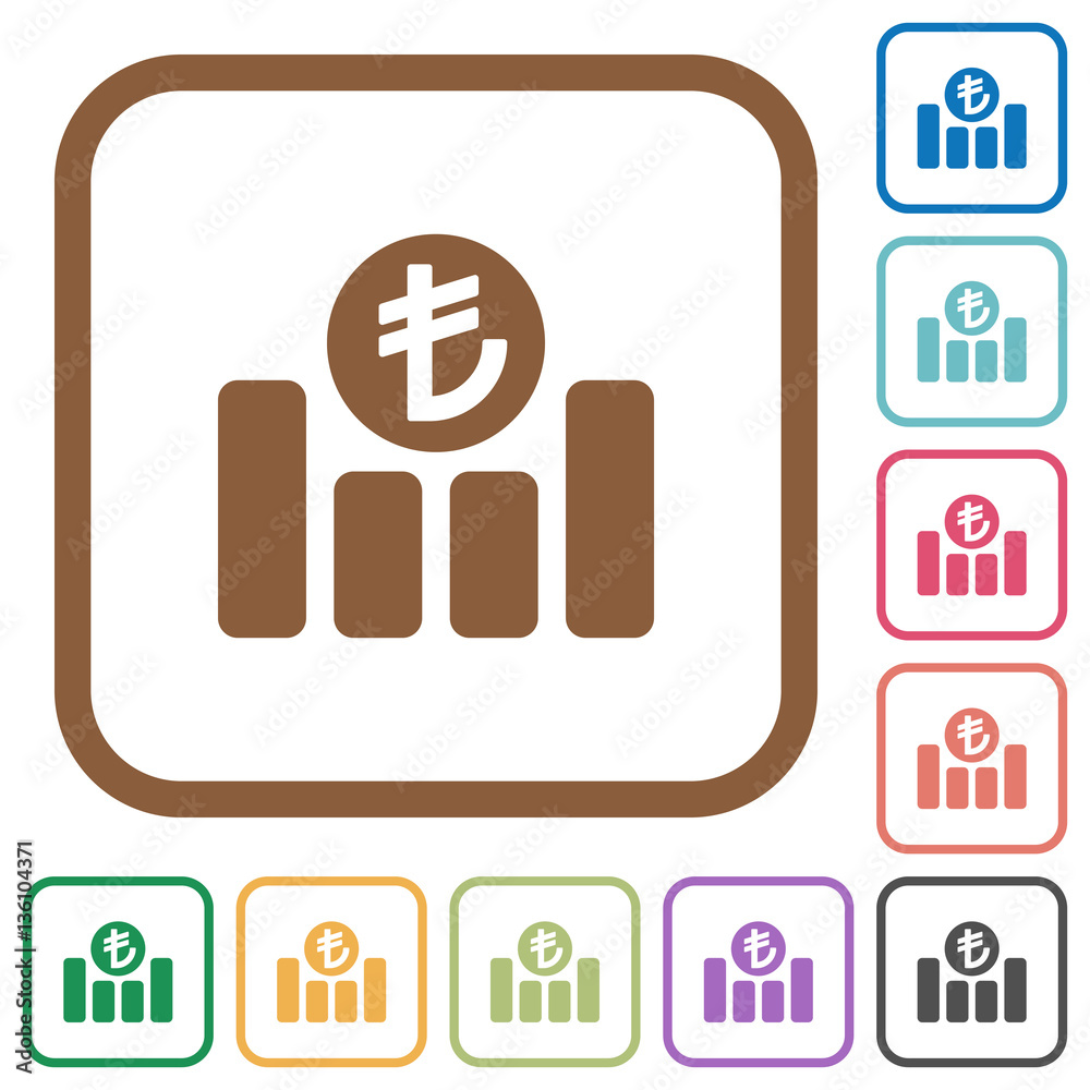 Turkish Lira financial graph simple icons Turkish Lira financial graph simple icons