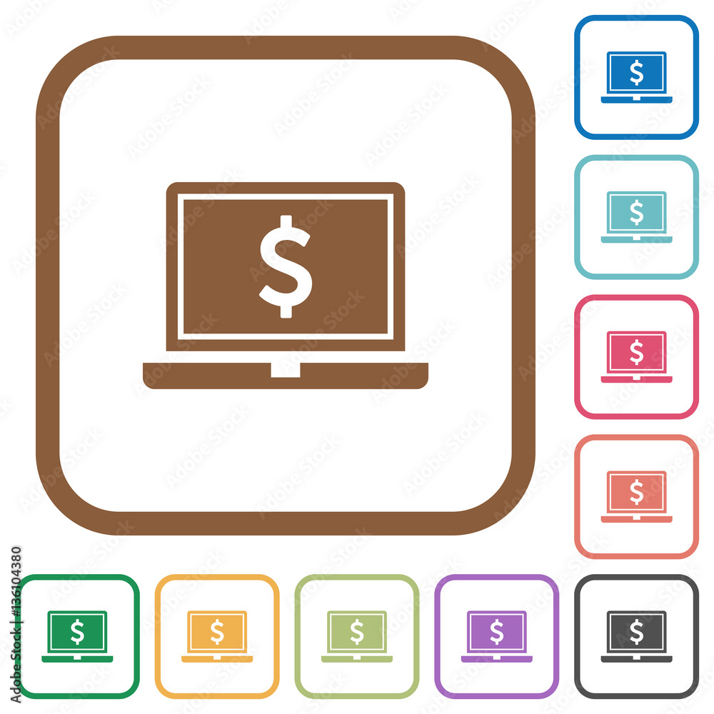 Laptop with Dollar sign simple icons Laptop with Dollar sign simple icons