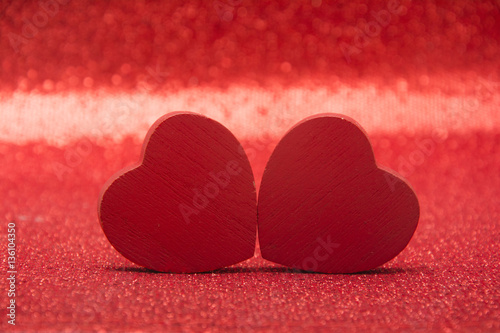 Hearts on the red background