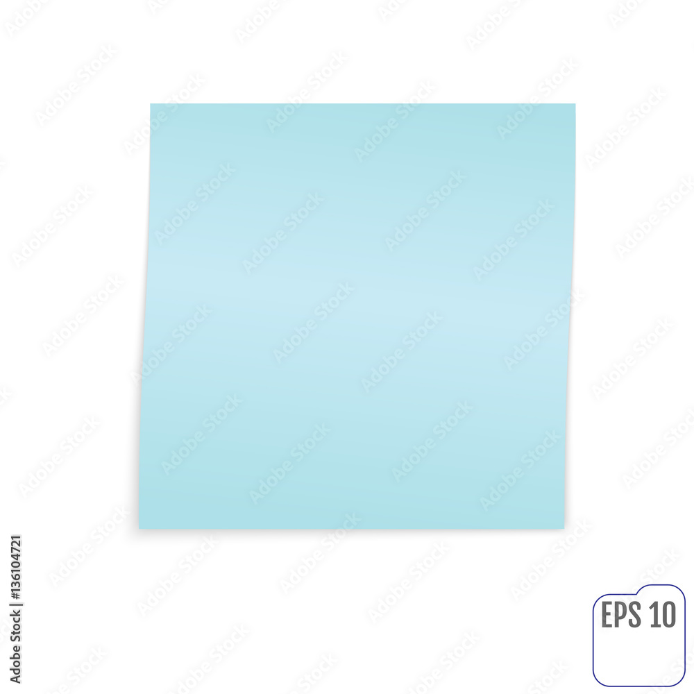 Blue sticky note isolated on white background. Template for your