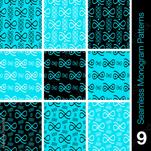 9 Seamless monogram patterns