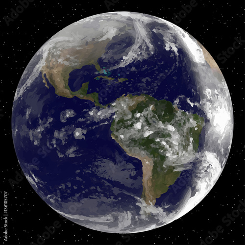 Earth in space vector. Planet earth with clouds. NASA Earth. Elements of this vector furnished by NASA