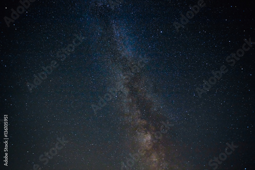 Night View Of Natural Glowing Stars Of Milky Way. Night Starry Sky