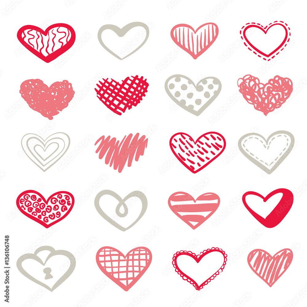 St Valentine s Day clipart. Hand drawn vector cute hearts set for greeting cards design. St Valentine s Day clipart. Hand drawn vector cute hearts set for greeting cards design.