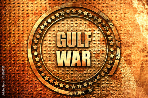 gulf war, 3D rendering, text on metal photo