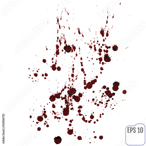 vector illustration of blood splatter, isolated on white backgro