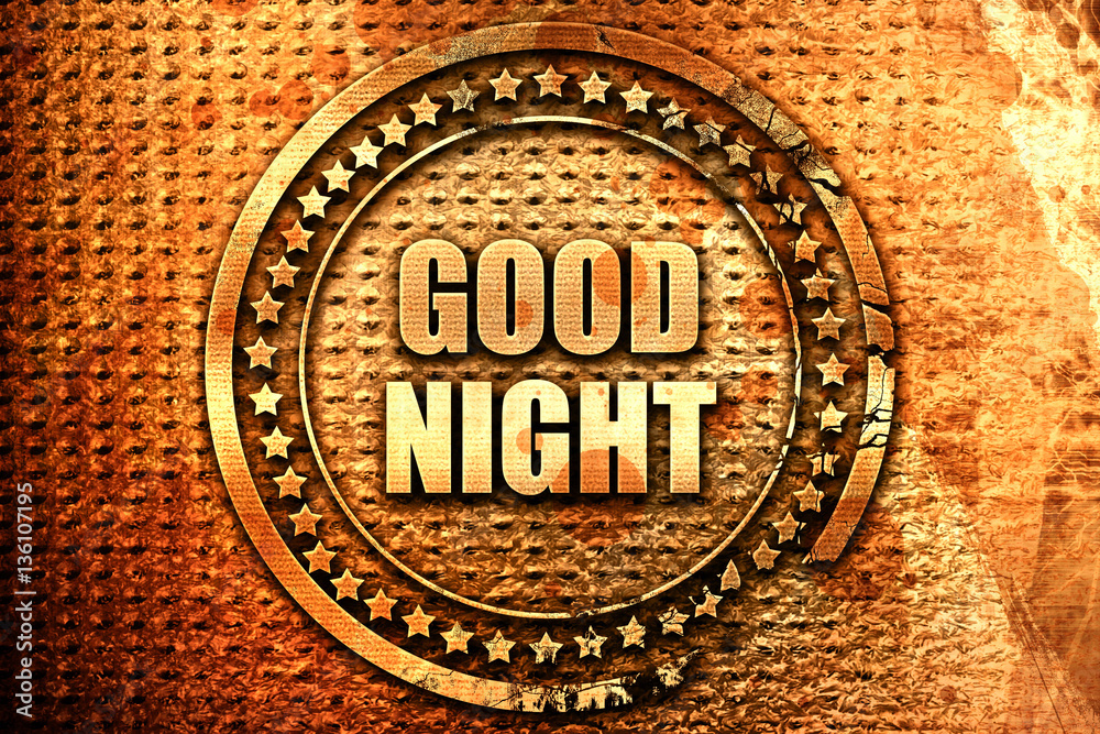 good night, 3D rendering, text on metal good night, 3D rendering, text on metal