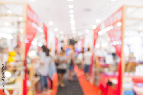 Abstract blur market booth in shopping mall for background