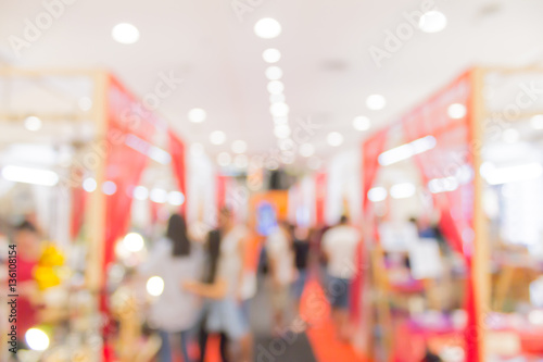 Abstract blur market booth in shopping mall for background