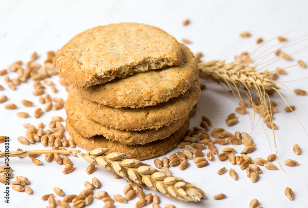 Integral cookies with linseed on white Integral cookies with linseed on white