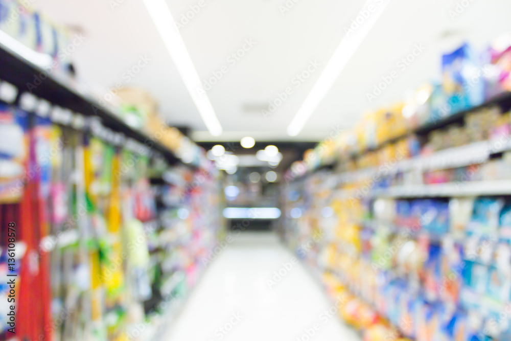 Abstract blur supermarket in shopping mall for background Abstract blur supermarket in shopping mall for background