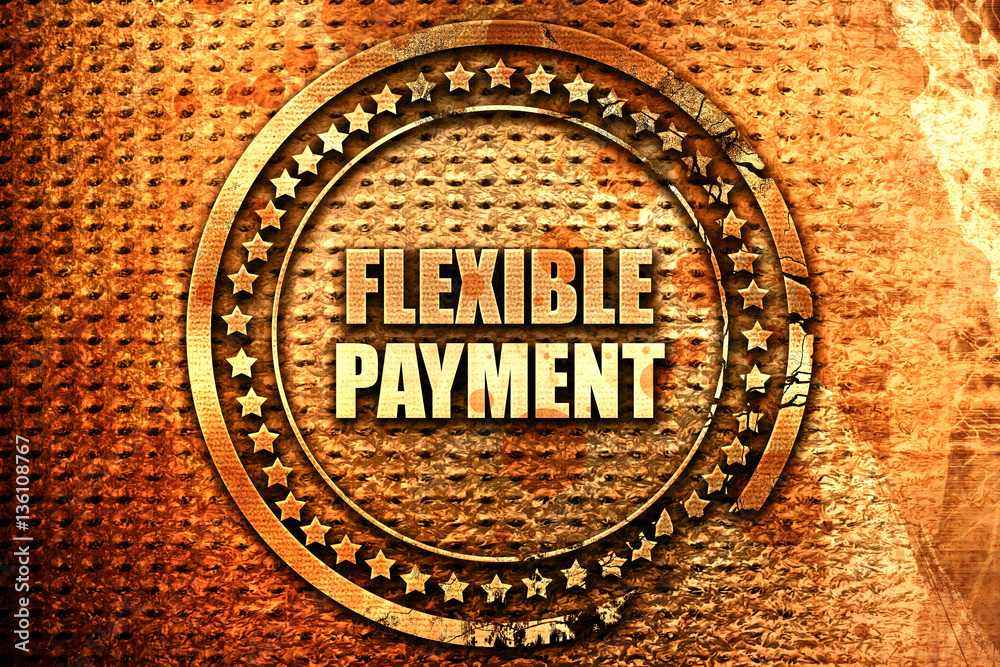 flexible payment, 3D rendering, text on metal
