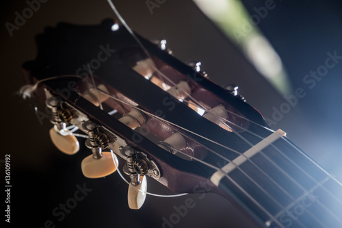 Guitar music instrument macro drammatic picture useful for background