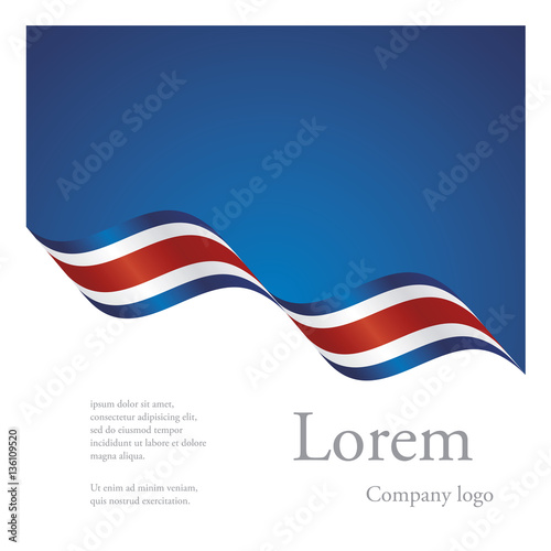 New brochure abstract design modular single pattern of wavy flag ribbon of Costa Rica