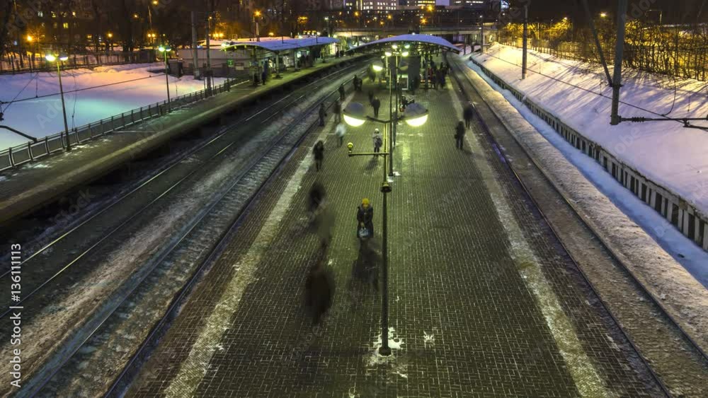 after the end of working day, people depart home on train,time lapse after the end of working day, people depart home on train,time lapse