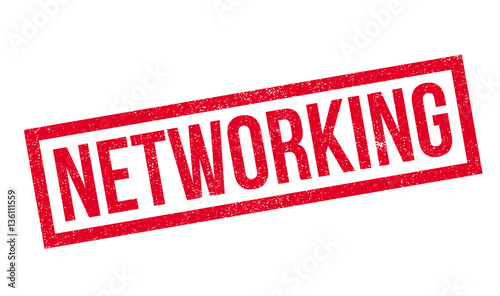 Networking rubber stamp. Grunge design with dust scratches. Effects can be easily removed for a clean, crisp look. Color is easily changed.