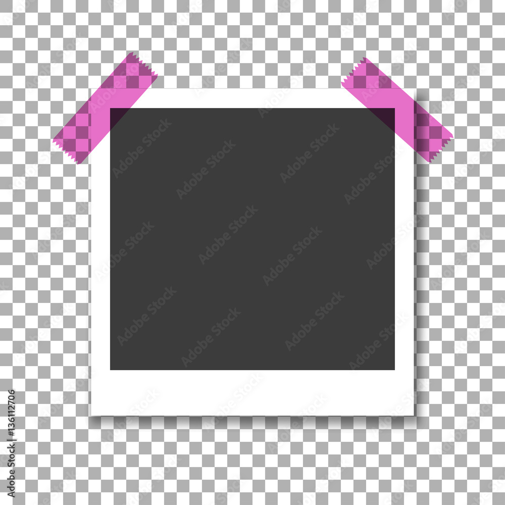 Photo frame on background isolate with two adhesive tape pins, stylish vector illustration Photo frame on background isolate with two adhesive tape pins, stylish vector illustration
