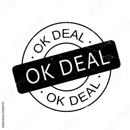 Ok Deal rubber stamp. Grunge design with dust scratches. Effects can be easily removed for a clean, crisp look. Color is easily changed.