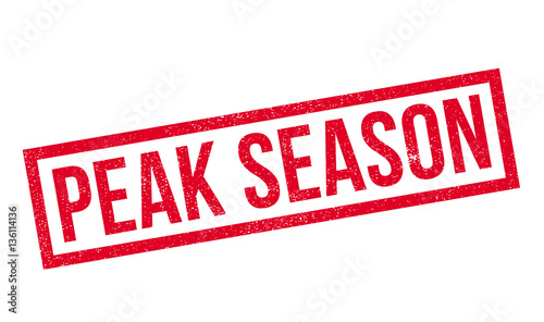 Peak Season rubber stamp. Grunge design with dust scratches. Effects can be easily removed for a clean, crisp look. Color is easily changed.