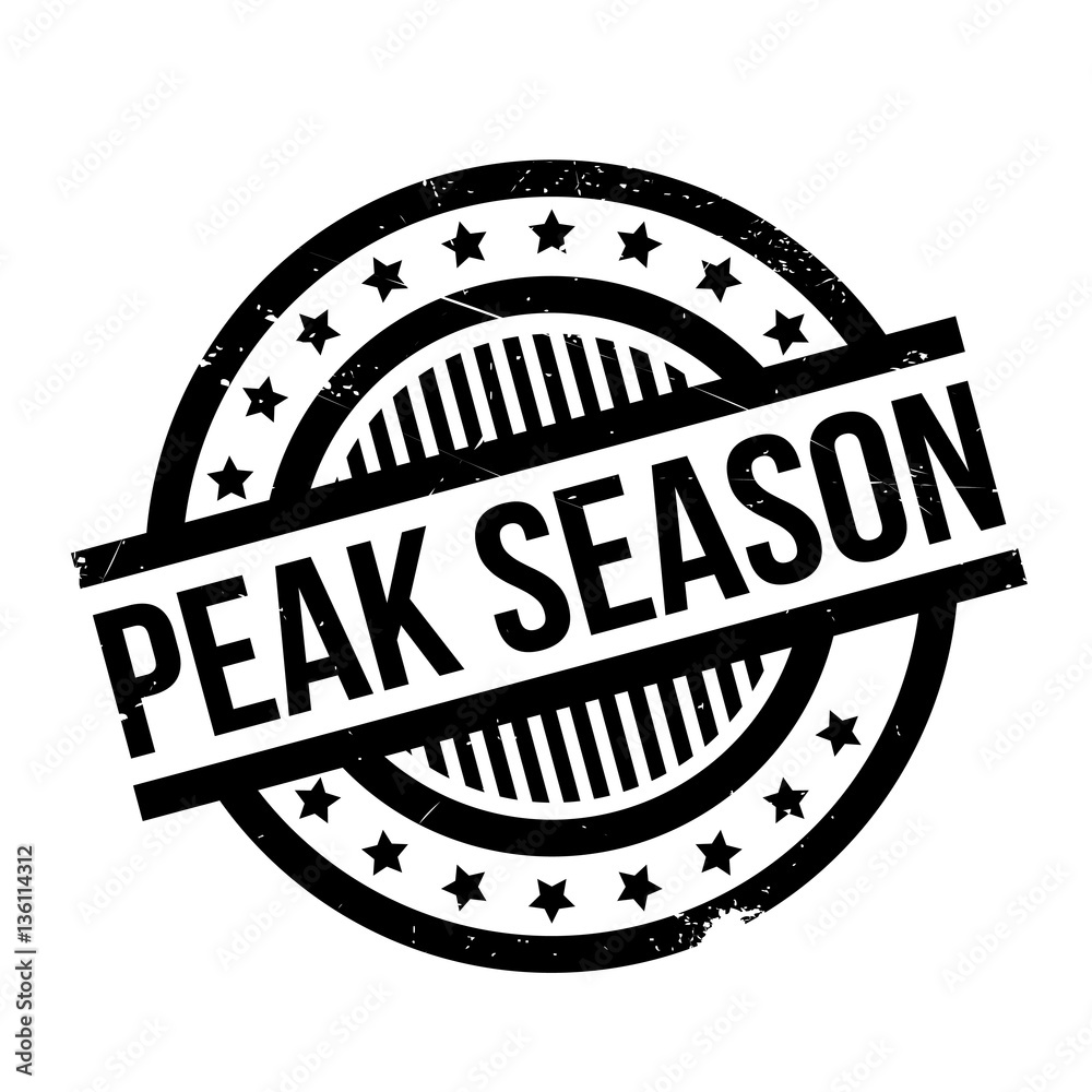 Peak Season rubber stamp. Grunge design with dust scratches. Effects can be easily removed for a clean, crisp look. Color is easily changed. Peak Season rubber stamp. Grunge design with dust scratches. Effects can be easily removed for a clean, crisp look. Color is easily changed.
