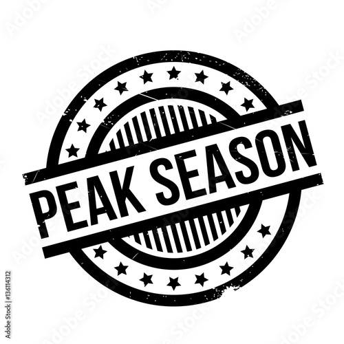 Peak Season rubber stamp. Grunge design with dust scratches. Effects can be easily removed for a clean, crisp look. Color is easily changed.