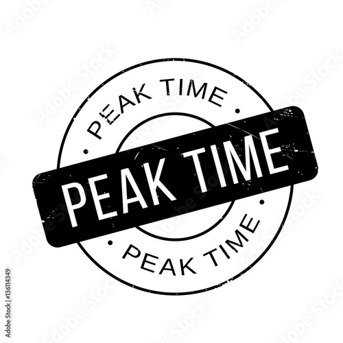 Peak Time rubber stamp. Grunge design with dust scratches. Effects can be easily removed for a clean, crisp look. Color is easily changed.