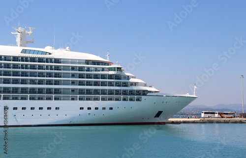Beautiful cruise ship and blue sea