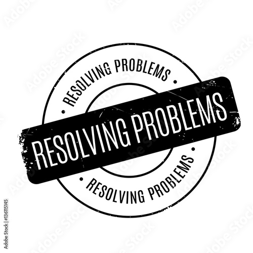 Resolving Problems rubber stamp. Grunge design with dust scratches. Effects can be easily removed for a clean, crisp look. Color is easily changed.