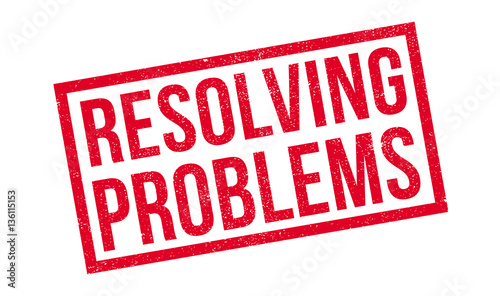 Resolving Problems rubber stamp. Grunge design with dust scratches. Effects can be easily removed for a clean, crisp look. Color is easily changed.