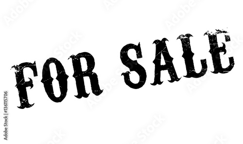 For Sale rubber stamp. Grunge design with dust scratches. Effects can be easily removed for a clean, crisp look. Color is easily changed.