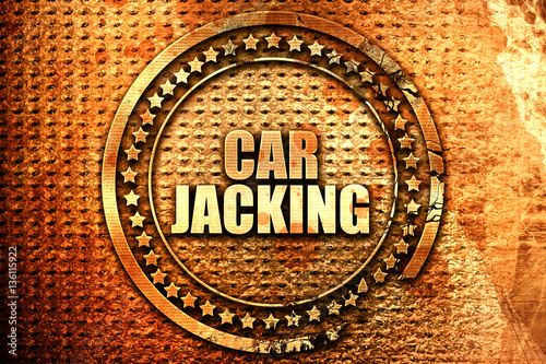 carjacking, 3D rendering, text on metal photo