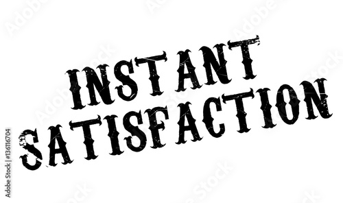 Instant Satisfaction rubber stamp. Grunge design with dust scratches. Effects can be easily removed for a clean, crisp look. Color is easily changed.