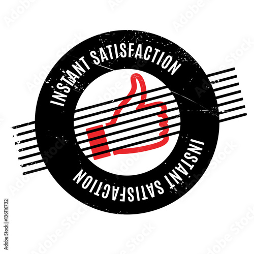 Instant Satisfaction rubber stamp. Grunge design with dust scratches. Effects can be easily removed for a clean, crisp look. Color is easily changed.