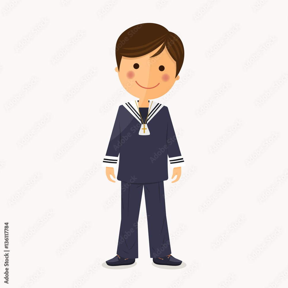 First communion child on white background First communion child on white background