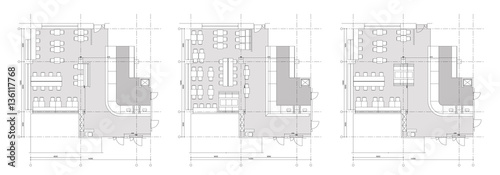 Standard cafe furniture symbols on floor plans