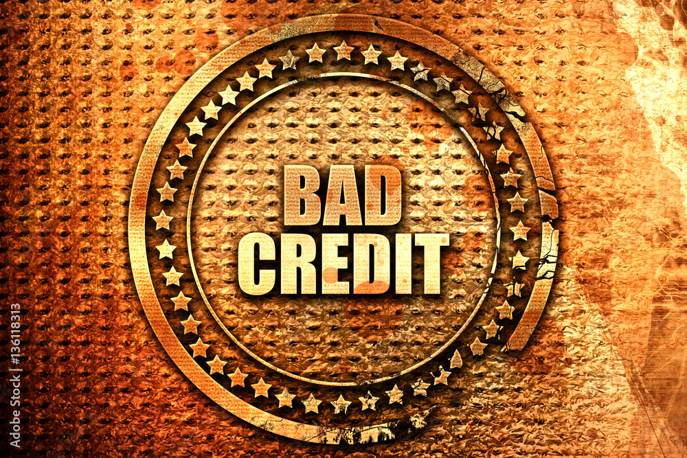 bad credit, 3D rendering, text on metal bad credit, 3D rendering, text on metal