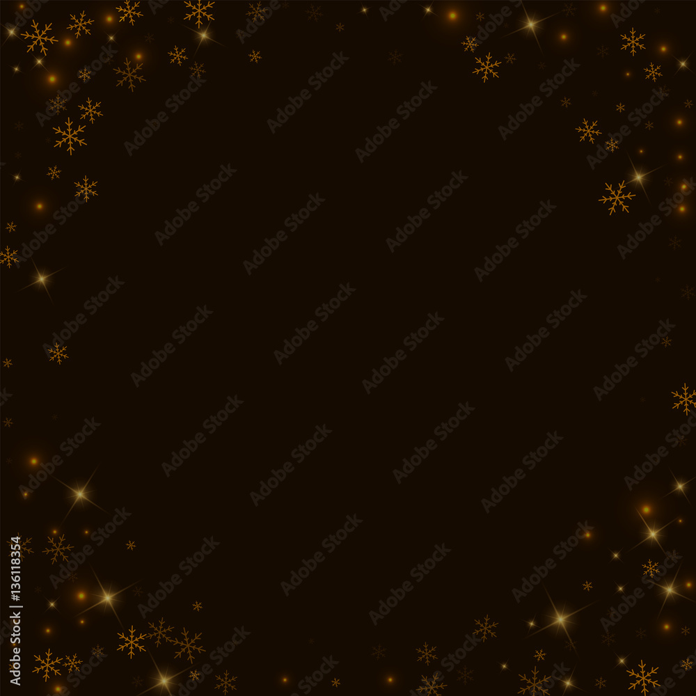 Sparse starry snow. Corner frame on black background. Vector illustration. Sparse starry snow. Corner frame on black background. Vector illustration.