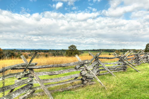 Old fence in Manassas National Battlefield Park in Virginia wher