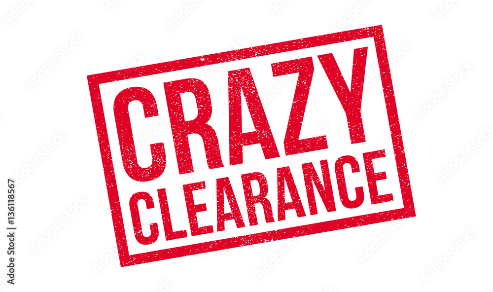 Crazy Clearance rubber stamp. Grunge design with dust scratches. Effects can be easily removed for a clean, crisp look. Color is easily changed. Crazy Clearance rubber stamp. Grunge design with dust scratches. Effects can be easily removed for a clean, crisp look. Color is easily changed.