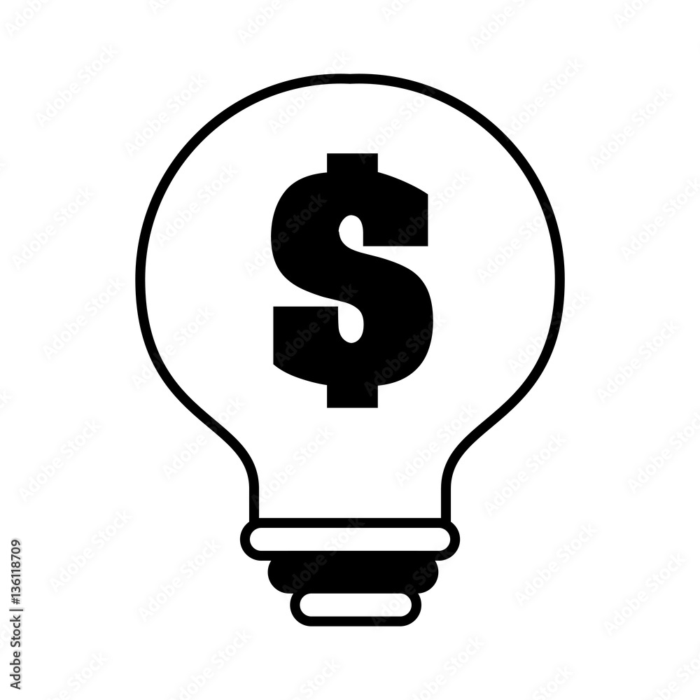 bulb light with dollar symbol flat icon vector illustration design bulb light with dollar symbol flat icon vector illustration design