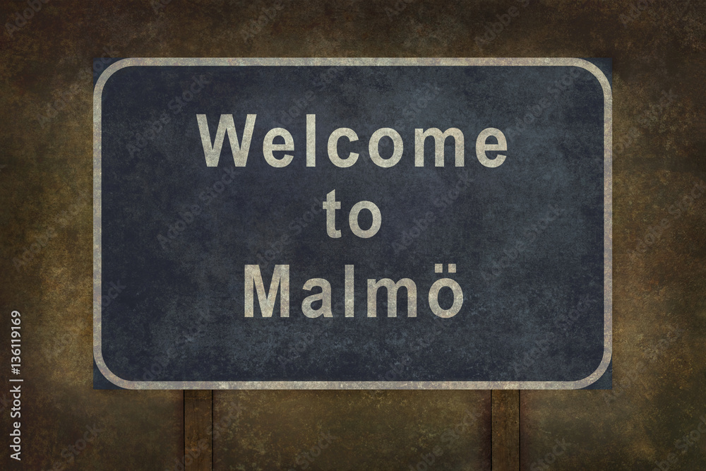 Welcome to Malmo roadside sign illustration