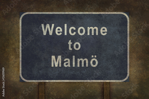 Welcome to Malmo roadside sign illustration