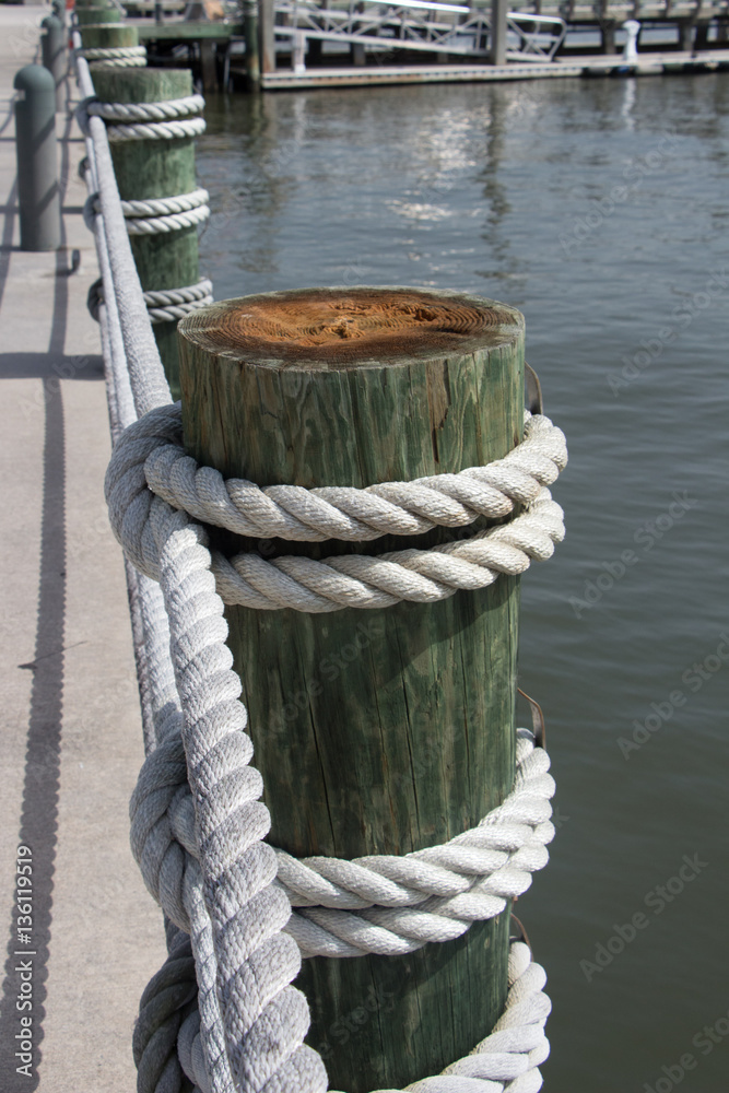 Fototapeta premium Roped Fishing Pier Posts