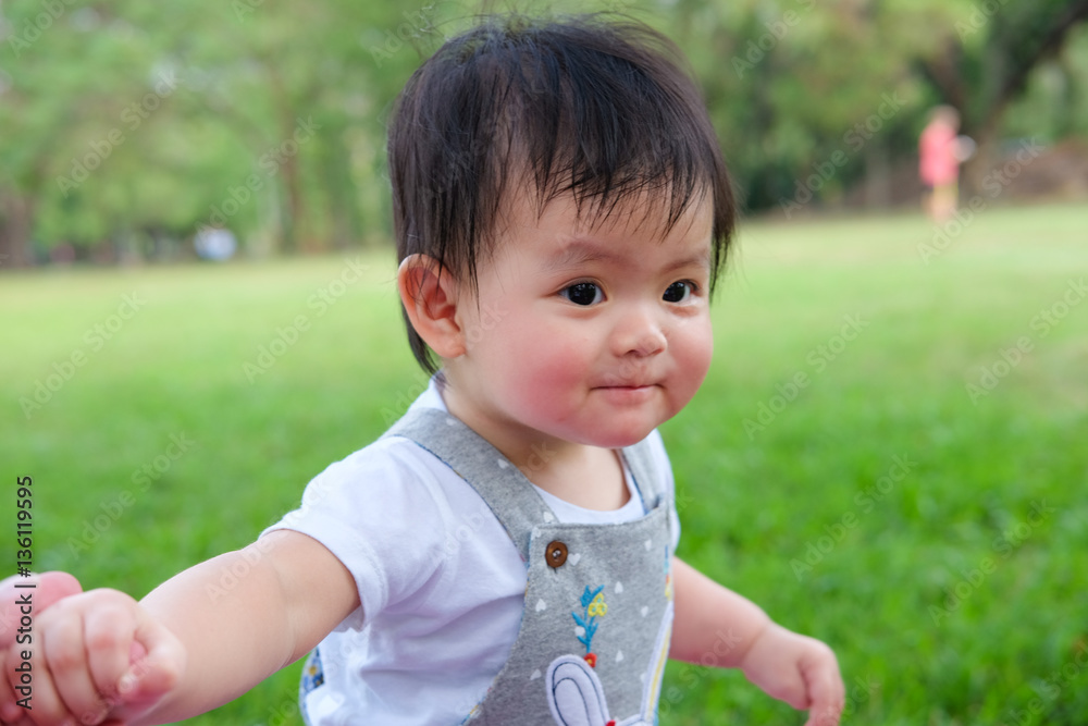 Cute Baby girl playing in the garden, close-up portrait, Portrait of a beautiful baby girl Cute Baby girl playing in the garden, close-up portrait, Portrait of a beautiful baby girl